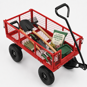 Chariot de jardin en métal avec côtés en maille amovibles, chariot avec pneus pneumatiques de 10 pouces, parfait pour le jardin, les fermes, le garage, capacité de 600 lb, ODGGAD013 - Product Image 4