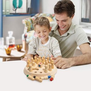 Jeu d'échecs de mémoire en bois Montessori pour enfants, jouet éducatif précoce, casse-tête, jeu de correspondance des couleurs, planche à mémoire - Product Image 4