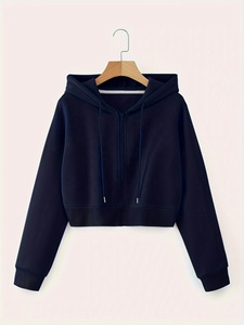 Custom Printed Front Logo Winter Terry Fabric <b>Cropped</b> Hooded <b>Zip</b>-<b>Up</b> Women's Oversize Hoodies 100% Cotton Heavyweight Cotton - Product Image 1