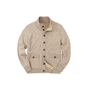 Women's <b>Brown</b> V-Neck Knitted Cardigan Long Sleeve Button Down Striped Sweater - Product Image 2
