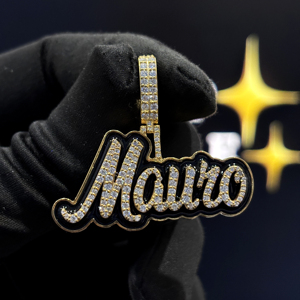 Colgante Personalizado con Nombre en Esmalte Negro, Plata de Ley 925, Diamante Moissanita VVS, Collar con Letra Personalizada, OEM ODM - Product Image 5