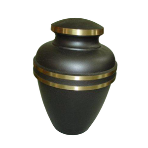Urnes funéraires pour adultes en laiton de haute qualité avec bande dorée et finition noire en métal pour cendres humaines - Product Image 1