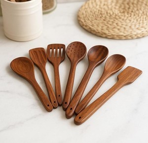 Juego de Cucharas de Madera de Sheesham Hechas a Mano, 7 Piezas, Utensilios de Cocina Ecológicos |   No tóxico |   Hecho a Mano por Artesanos |   Oferta por Tiempo Limitado - Product Image 1