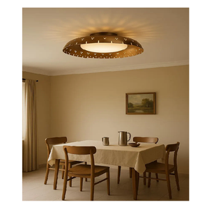 Plafonnier encastré en laiton de style moderne du milieu du siècle, haut de gamme, style vintage, luminaire en forme de dôme, lampe de plafond rétro en métal pour salon - Product Image 1
