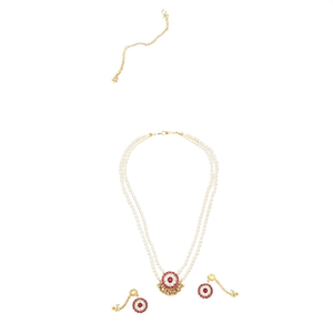Pearl Kempu Choker Gold Plated Alloy Fashion Jewelry Set for Party - Product Image 2