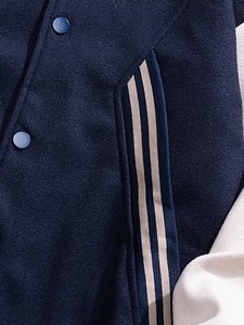 Blazer de baseball élégant et léger pour homme, bleu marine et blanc, avec blocs de couleur, style unique et tendance, en toile, pour université - Product Image 5