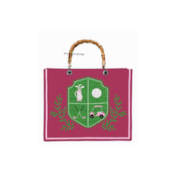 Bolsos tote de golf hechos a mano con cuentas, con los últimos diseños personalizados, detalles personalizados, trabajo con cuentas de semillas y asas de bambú.