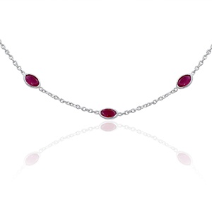 Wholesale 925 Sterling Silver <b>Ruby</b> Gemstone <b>Necklace</b> for Women Classic Oval Cut Fine Chain Jewelry Gift - Product Image 2