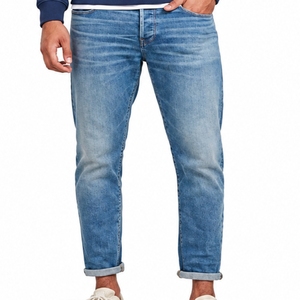Men Denim Jeans Light Blue Wash Relaxed Straight Fit Classic Casual Style Comfortable Daily Wear Soft Denim Fabric Jeans For Men - Product Image 1
