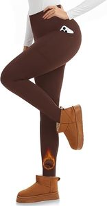 Leggings noirs taille haute pour femmes, coupe ajustée, tricotés en coton et élasthanne, couleur unie, respirants, longueur intégrale, pour l'hiver et le quotidien - Product Image 3