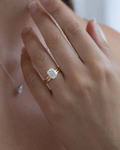Premium PT950 Platinum Elongated Cushion Cut Lab Grown Diamond Filled IGI Certified Engagement <b>Ring</b> Minimalist <b>Plain</b> Band - Product Image 3