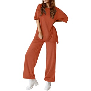 Conjunto de Dos Piezas de Verano para Mujer, Talla Grande, 100% Algodón, Pantalones y Top Casual de Pana Plisada, Transpirable, de Secado Rápido, Color Sólido, Personalizado en la Parte Delantera - Product Image 4