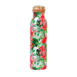 Trending Design Light Blue Flower Enamel Printed Pure Copper Water Bottle Lids for <b>Kids</b> School Yoga Office Use 500ml/750ml/1L - Product Image 1