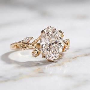 Luxury Moissanite 2CT Oval Cut Floral Cluster Ring Original 925 Silver With Gold Plated <b>For</b> Unisex Authentic Charms <b>Gift</b> <b>For</b> <b>Her</b> - Product Image 4