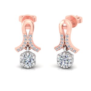 Aries Jewel Minimalist Design Round Cut Lab Grown Diamond 14K Solid Gold <b>Earring</b> <b>Tops</b> for Gift Party & Anniversary - Product Image 3