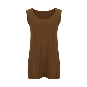 เสื้อกล้ามผ้าฝ้ายสีน้ำตาลสำหรับผู้หญิง เสื้อแขนกุดฤดูร้อน เสื้อกล้ามพื้นฐานสำหรับใส่ซ้อนกัน เสื้อกล้ามคอกว้างลำลอง ผู้ผลิต OEM - Product Image 4