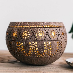 Porte-bougies en noix de coco pour centres de table, prix le plus bas, support de présentation pour bougies tealight naturelles - Product Image 2