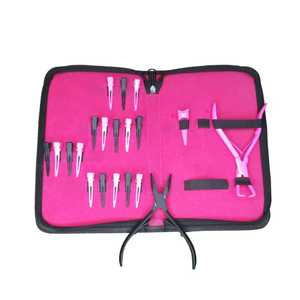 Kit d'extensions de cheveux roses à nouer à la main avec pince de pose et aiguille à boucle - Product Image 5