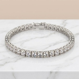 Pulsera de tenis de lujo de oro macizo de 14K con diamantes cultivados en laboratorio de talla brillante redonda engastados a mano, certificados por IGI, 3MM - Product Image 6