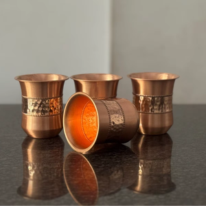 Half hammered glass <b>copper</b> tumbler set <b>copper</b> drinking glasses pure <b>copper</b> <b>cup</b> ayurvedic <b>copper</b> glass <b>copper</b> water glass set - Product Image 1