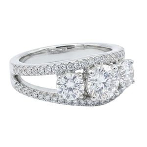 Bague unisexe Gemvanity SR1454 plaquée or 14 carats, luxe chrétien classique, sertissage en canal, moissanite taille brillant pour femme - Product Image 3