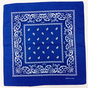 <b>Black</b> Cotton Bandana Square <b>Scarf</b> Silk Screen Printed White Paisley Breathable Multifunctional Casual Style Four Seasons Use - Product Image 6