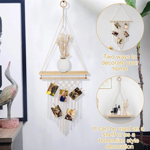 Multi-purpose Cotton Rope Wall Hanging <b>Shelf</b> with Boho Macrame Tapestry Handmade Home Decor Storage Organizer Rack - Product Image 6