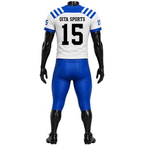 Blue White American Football Set Short Sleeve Jersey and Shorts Comfortable <b>Athletic</b> Outfit for Team Practice or Game Day - Product Image 2