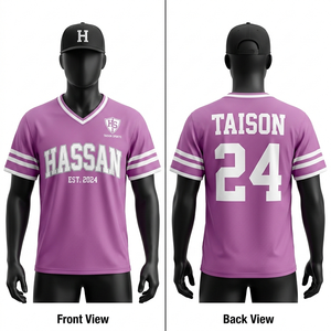 เสื้อเชียร์ลีดเดอร์ผู้ชายผ้าโพลีเอสเตอร์คุณภาพสูง ตาข่ายระบายอากาศ สีชมพูขาว แถบแขนเสื้อแบบมีลาย  รับสกรีนชื่อและหมายเลขตามสั่ง - Product Image 1