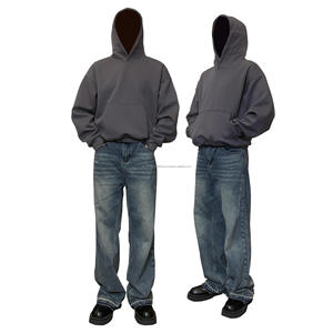 Vendeur de vêtements en gros personnalisé couleur unie 360 Gsm mélanges de coton Boxy sweats à capuche surdimensionnés sweats à capuche pour hommes - Product Image 5