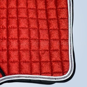 Premium Custom Logo <b>Red</b> <b>Glitter</b> Sparkle Horse Saddle Pad Square Quilted Show Jumping General Purpose Saddlecloth Rhinestone - Product Image 3