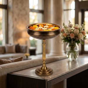 Handmade 30 cm Brass Decor <b>Riser</b> Solid Antique Brass Kumbh Urli Display <b>Riser</b> for Home Decor Hotels <b>Table</b> Decoration Accessory - Product Image 2
