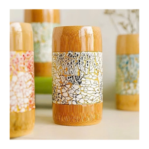 Gobelet en bambou en gros avec incrustation de nacre, décor en coquillage naturel fait main, vaisselle réutilisable et écologique pour restaurant - Product Image 3