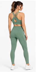 Soutien-gorge de sport sans couture pour femme, extensible dans quatre directions, pour gym, yoga, course à pied, crop top à bretelles croisées, logo personnalisé, faible MOQ, taille moyenne - Product Image 5