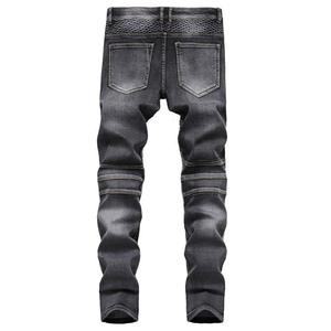 TITAN TREAD WEAR Jeans de moto para hombre, corte recto, denim lavado a la piedra, remaches, cintura alta, frente plano, algodón transpirable - Product Image 4