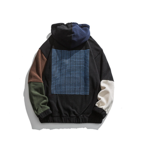 Sweat à capuche unisexe surdimensionné en molleton de qualité supérieure, style streetwear, patchwork multicolore pour hommes - Product Image 2