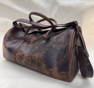 Bolsas de Lona de Cuero Genuino con Forro de Poliéster y Cierre de Cremallera, 22x10x12 Pulgadas, para Hombre, Viajes, Deportes y Gimnasio - Product Image 3