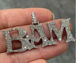 Pendentif Lettre Personnalisé Plaqué Or Blanc 14K avec Moissanite Ronde de 2,6 Carats – Cadeau Hip-Hop pour Femme - Product Image 2