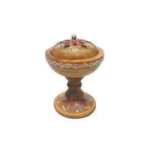 Traditional Handmade Resin Arabic <b>Incense</b> <b>Holder</b> with Elegant Wood Effect Finish - Product Image 1