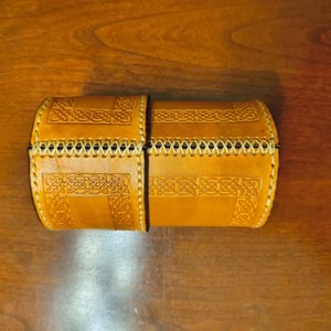 New Arrival 100% Genuine Cowhide Leather Handmade Molded Round Dice <b>Cups</b> 16 Centimeter Custom OEM Design with Custom Design - Product Image 6