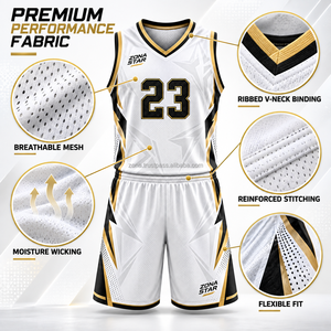 Conjunto de Baloncesto Personalizado con Serigrafía en Poliéster, Camiseta sin Mangas de Malla Transpirable Blanca y Pantalones Cortos, Venta al Por Mayor para Hombres Adultos - Product Image 2