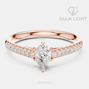 Bague de mariage en or blanc 14 carats avec diamant de laboratoire certifié IGI, taille poire 0,50 carat, bijoux fins, pour fiançailles et anniversaire - Product Image 3