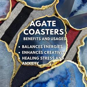 Wholesale Luxury Natural Blue <b>Agate</b> <b>Coaster</b> Slice Gold Edge Polished Gemstone Love Eco-Friendly Home Decor Table Gift - Product Image 6