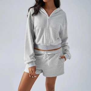 Wholesale Fitness Gym Clothing Custom 2 Piece Set Women High Waist Biker Shorts and <b>Crop</b> <b>Top</b> Sets 2026 - Product Image 6