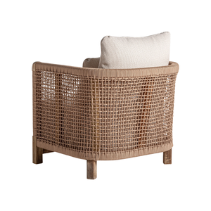Sillón Tropical Moderno de Teca Sólida con Diseño de Cuerda Tejida Premium, Cojín Grueso y Afelpado, Mueble de Lujo Resistente para Uso en Villas - Product Image 4