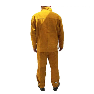 SW GROUP Brown Cowhide <b>Split</b> Leather ANSI/EN ISO CLASS 2 Waterproof Welding Safety Clothing Suit Working Jacket Coat <b>Trousers</b> - Product Image 3