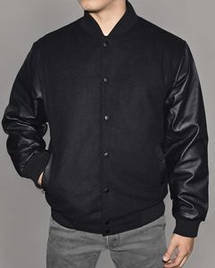 Men's College Varsity Bomber Style Wool <b>Blend</b> Winter Jacket 100% Cotton with Leather Sleeves Letterman Varsity Jacket - Product Image 3