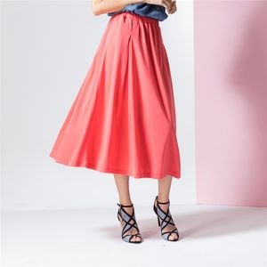 ODM Jupe Femme Tendance Rouge Longueur Mollet Taille Élastique - Product Image 6