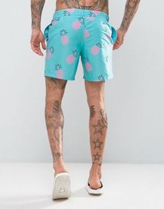 Shorts de Baño para Hombre con Estampado de Piña Turquesa y Cordón Rosa, Secado Rápido, Estilo Casual - Product Image 5