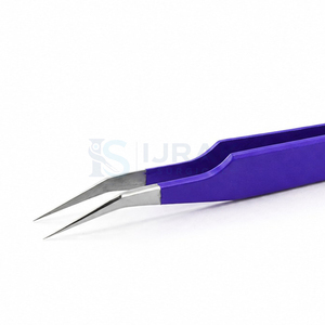 Pinzas Profesionales para Pestañas con Punta Curva Morada, Acero Inoxidable, para Extensiones de Pestañas de Volumen, Aplicación de Precisión y Salón de Belleza - Product Image 3